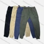 Wholesale Men's Casual Plain Drawstring Multiple Pockets Elastic Waist Cargo Pants W9071# preview
