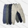 Wholesale Men's Casual Plain Multiple Pockets Drawstring Elastic Waist Cargo Pants W9101# preview
