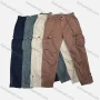 Wholesale Men's Casual Plain Multiple Pockets Drawstring Zip Decor Elastic Waist Cargo Pants W9105# preview
