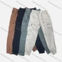 Wholesale Men's Casual Plain Multiple Pockets Drawstring Elastic Waist Cargo Pants W9201# preview