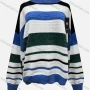 Wholesale Women's Casual Crew Neck Long Sleeve Colorblock Knitted Sweater X58265# preview