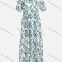 Wholesale Women's Casual Elegant Floral Print V Neck Buttons Front Short Sleeve Maxi Dress Y0090# preview