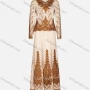 Wholesale Women's Elegant Embroidery Pearl Decor Rhinestone Long Sleeve Ruffle Hem Maxi Dress 98901# preview