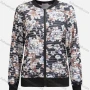 Wholesale Women's Casual Mock Neck Long Sleeve Zip Floral Print Striped Jacket 6446# preview