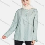 Wholesale Women's Casual Allover Ditsy Floral Stand Collar Button Front Long Sleeve Blouse 1399-Green# preview