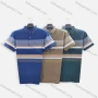 Wholesale Men's Casual Striped Colorblock Collared Patch Pocket Short Sleeve Polo Shirt A86# preview