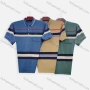Wholesale Men's Casual Striped Collared Colorblock Patch Pocket Short Sleeve Polo Shirt F36# preview