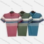 Wholesale Men's Casual Striped Colorblock Patch Pocket Short Sleeve Polo Shirt H105# preview