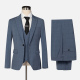 Men's Formal Lapel Plaid One Button Blazer & Waistcoat & Pants 3-piece Suit Set Blue Clothing Wholesale Market -LIUHUA
