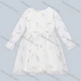 Wholesale Girls Casual Long Sleeve Bow Knot Satin Leaf Print Mesh Hem Dress preview