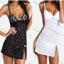 Wholesale Women's Sexy See Through Lace Split Thigh Applique Bow Knot Cami Lingerie 8002# preview