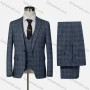 Wholesale Men's Formal Lapel Plaid One Button Blazer & Waistcoat & Pants 3-piece Suit Set preview