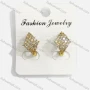 Wholesale Fashionable Copper Gold Plated Argyle Rhinestone Hypoallergenic Earrings preview