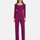 Women's Casual Plain Long Sleeve Button Down Crop Top 2-Piece Set 17# Clothing Wholesale Market -LIUHUA