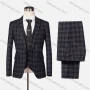 Wholesale Men's Formal Lapel Plaid One Button Blazer & Waistcoat & Pants 3-piece Suit Set preview