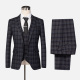 Men's Formal Lapel Plaid One Button Blazer & Waistcoat & Pants 3-piece Suit Set Dark Gray Clothing Wholesale Market -LIUHUA