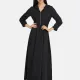 Women's Casual Long Sleeve Zipper Elastic Waist Hooded Plain Maxi Dress 2166-754162# Black Clothing Wholesale Market -LIUHUA