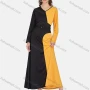 Wholesale Women's Casual Long Sleeve V Neck Belted Asymmetrical Colorblock Maxi Dress preview