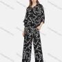 Wholesale Women's Casual Bow Knot Rhinestone Button Down Shirt & Pants 2-piece Set preview