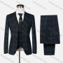 Wholesale Men's Formal Lapel Plaid Single Breasted Blazer & Waistcoat & Pants 3-piece Suit Set preview