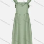 Wholesale Women's Casual Plain Ruched Ruffle Trim Square Neck Sleeveless Midi Dress 2331# preview