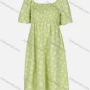 Wholesale Women's Casual Allover Floral Print Pin Dot Shirred Square Neck Short Sleeve Midi Dress preview