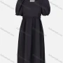 Wholesale Women's Casual Plain Ruched Ruffle Trim Square Neck Short Sleeve Midi Dress 2337# preview