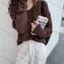 Wholesale Women's Casual Plain V Neck Long Sleeve Overshirt Knitwear Sweater preview