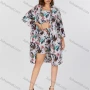 Wholesale Women's Casual Botanical Print Long Sleeve Knee Length Cardigan & Cami Top & Shorts 3 Piece Set 2301# preview