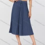 Wholesale Women's Casual Plain Pleated Midi Skirt With Belt 8017# preview