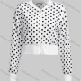 Wholesale Women's Casual Mock Neck Long Sleeve Zip Polka Dot Crop Jacket 6239# preview