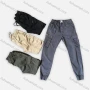 Wholesale Men's Casual Multiple Pockets Drawstring Elastic Waist Plain Cargo Pants 6621# preview