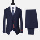 Men's Formal Business Lapel Plain Two Button Blazer Jacket & Single Breasted Waistcoat & Pants 3 Piece Suit Set Midnight Blue Clothing Wholesale Market -LIUHUA