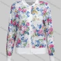 Wholesale Women's Casual Mock Neck Long Sleeve Zip Floral Print Striped Jacket 64345# preview