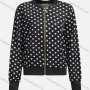 Wholesale Women's Casual Mock Neck Long Sleeve Pearl Zip Polka Dot Jacket 6411# preview