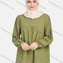 Wholesale Women's Elegant Plain Round Neck Long Sleeve Blouse 1392-Dark Green# preview