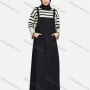 Wholesale Women's Casual Plain Square Neck Kangaroo Pocket Split Side Maxi Pinafore Dress 1430# preview