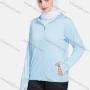 Wholesale Women's Sporty Hooded Windproof Breathable Dual Pockets Long Sleeve Jackets 1390-Blue# preview