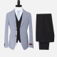 Men's Formal Business Lapel Plain Two Button Blazer Jacket & Single Breasted Waistcoat & Pants 3 Piece Suit Set Gray Blue Clothing Wholesale Market -LIUHUA