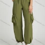 Wholesale Women's Casual Drawstring Flap Pockets Elastic Waist Cargo Pants 2313# preview
