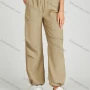 Wholesale Women's Drawstring Elastic Waist Patch Pocket Plain Sweat Pants MT278# preview
