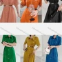 Wholesale Women's Casual Collared Short Sleeve Plain Split Front Belted Shirt Dress 9961# preview