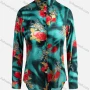 Wholesale Women's Vintage Long Sleeve Floral Pattern Collared Button Down Shirt 23068# preview