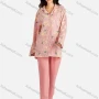 Wholesale Women's Collared Allover Heart- Shaped Print Long Sleeve Lounge Pajama 2 Piece Set preview