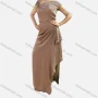 Wholesale Women's Elegant Plain Asymmetrical Neck Ruched High Low Hem Dress preview