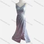 Wholesale Women's Elegant Plain Spaghetti Strap Ruched Wrap Hem Floor Length Evening Dress preview