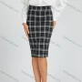 Wholesale Women's Elegant High Waist Plaid Print Knee Length Skirts 65822# preview