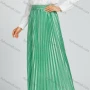 Wholesale Women's Autumn Casual High Waist Plain Print Pleated Maxi Skirt 9988# preview