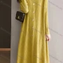 Wholesale Women's Casual Plain Mock Neck Buttons Long Sleeve Midi Sweater Dress preview