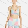 Wholesale Women's Sporty Tie Dye Crisscross Back Bra & High Waist Biker Shorts Set preview